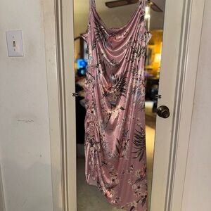 Floral Pink Satin Dress